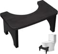Ergonomisk toiletskammel, toiletskammel i træ til voksne og børn, skridsikker, 37 x 20 x 17 cm, sort