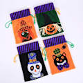 Miniatyrbilde 1 av 5: Halloween-poser med snor 4 stk. Godteriposer til å gå "trick or treat" Gaveposer Poser med snor til Halloweenfest