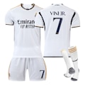 Miniatyrbilde 1 av 2: 23-24 Real Madrid Hjemme Kids Fotballdrakt, Mbappé, Bellingham, VINI JR, MODRIC... Nr.7 VINI JR No.7 VINI JR M