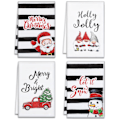 Miniatyrbild 4 av 5: Hemma Julkökshanddukar Tvättsbara Ränder Mjuka Handdiskduk för Badrum, 18x26 Tum, 4-PACK