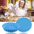 Miniatyrbillede 4 af 5: 8 stk. silikone kageforme, runde non-stick tærteforme, runde riflet flan bageforme til muffin, Qu