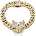 Miniatyrbillede 1 af 5: Sommerfugl Cubansk Armbånd 8 Tommer Miami Cubansk Link Armbånd Micro Pave Iced