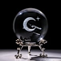 Miniatyrbilde 1 av 5: 60mm 3D Måne Planet Lasergravert Krystallkule Glasskule Papirvekt Hjem Kunstdekor Håndverk med Stativ