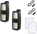 2-pakke klipslykter, USB-C oppladbare, 7 lysmoduser, 200 lumen, for løping, camping og fotturer, svart