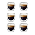 Miniatyrbillede 1 af 5: 6 sæt med 80 ml dobbeltlags hule glas kaffekopsæt til at drikke te, kaffe, drikkekopper