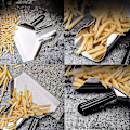 Miniatyrbillede 5 af 5: Pommes Frites Skovl, Rustfrit Stål Frit Bagger Scooper Chip, Rustfrit Stål Pommes Frites Skovl Med Dobbelthåndtag, Pommes Frites Bagger Med Højre Hånd Z