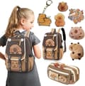 Cute Capybara, Waterproof Nylon Backpack, Includes 11 Small Gifts, Cute Capybara Shape, Cute Large Capacity Kids School Backpack