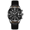 Detailed men's watch with date + leather strap - Choose color