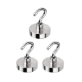 Miniatyrbilde 1 av 4: 3-pakning 20 x 25 mm Neodymium magnetkrok NdFeB N35 Silver one size