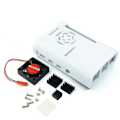 Miniatyrbillede 1 af 2: Case / Skal med Fläkt och Kylflänsar Raspberry Pi 4 Vit White