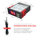 Pikkukuva 2 / 6: Intelligent Termostat STC-3000 DC 12V Temperaturkontroll LED med Avsläsningskabel Stonegrey