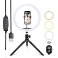 Selfie-blixt dimbar 6/10' LED-ringlampa med stativ och telefonhållare - hy D