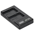 Miniatyrbillede 6 af 8: Batterioplader i plast med LCD-display, dobbelt kameraopladning til NP-FV100