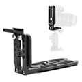 Miniatyrbillede 5 af 8: Universal Metal L-formet Quick Release-plade med Hot Shoe-beslag til hydraulisk kuglehoved SLR-kamera (sort)