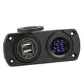 Miniatyrbillede 5 af 8: Temperatur Voltmeter Oplader Bil Dobbelt USB 12V Strømudtag Cigartænder Stik Blå