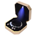 Miniatyrbillede 8 af 8: LED Armbånd Opbevaringsboks Bærbar Elegant Smykker Armbånd Display Case Organizer til Bryllupsforslag Guld
