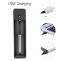 Miniatyrbillede 8 af 8: Sort PC Universal Single Slot USB Batterioplader Adapter LED Intelligent Opladning til Li Ion Celle 18650 26650 14500