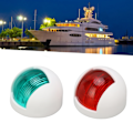 Miniatyrbillede 6 af 8: Par af afrundede vandtætte sidelys signal lamper rød + grøn LED navigationsadvarselslys 12V