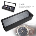 Miniatyrbillede 8 af 8: 5 rum Stoving Lak Ur Display Case Opbevaringsboks Organizer Smykkeskrin (Sort)
