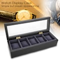 Miniatyrbillede 5 af 8: 5 rum Stoving Lak Ur Display Case Opbevaringsboks Organizer Smykkeskrin (Sort)