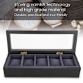 Miniatyrbillede 7 af 8: 5 rum Stoving Lak Ur Display Case Opbevaringsboks Organizer Smykkeskrin (Sort)