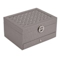 Miniatyrbillede 6 af 8: Vandtæt smykkeopbevaringsboks til husholdningen PU læder smykkeskrin Dobbeltlags partition Stor kapacitet Ornament Organizer grå