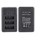 Miniatyrbillede 8 af 8: Action Kamera Batterioplader 3 Slot USB Opladning Sort Tilbehør til Sony NP-BX1
