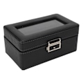 Miniatyrbillede 6 af 8: 3 Gitre Ur Display Etui PU Læder Pladsbesparende Enkeltlags Ur Opbevaringsboks til Ur Smykker Sort