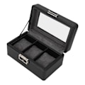 Miniatyrbillede 3 af 8: 3 Gitre Ur Display Etui PU Læder Pladsbesparende Enkeltlags Ur Opbevaringsboks til Ur Smykker Sort