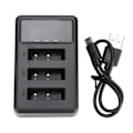 Miniatyrbillede 1 af 8: Action Kamera Batterioplader 3 Slot USB Opladning Sort Tilbehør til Sony NP-BX1