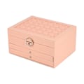 Miniatyrbillede 5 af 8: Smykkeskrin Flerlags Stor Kapacitet PU Læder Smykkeetui med Lås Nøgle til Hjem Rejse Sakura Pink