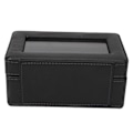 Miniatyrbillede 8 af 8: 3 Gitre Ur Display Etui PU Læder Pladsbesparende Enkeltlags Ur Opbevaringsboks til Ur Smykker Sort