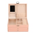 Miniatyrbillede 2 af 8: Smykkeskrin Flerlags Stor Kapacitet PU Læder Smykkeetui med Lås Nøgle til Hjem Rejse Sakura Pink