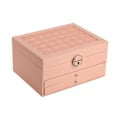 Miniatyrbillede 6 af 8: Smykkeskrin Flerlags Stor Kapacitet PU Læder Smykkeetui med Lås Nøgle til Hjem Rejse Sakura Pink