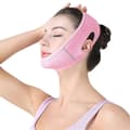 Återanvändbar V-linjemask för ansiktsbantning, dubbelhakreducerare Pink