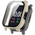 Miniatyrbillede 1 af 5: Slidstærkt PC-etui med hærdet glas til Haylou LS02 Smartwatch - Grøn beskyttelse Multicolor Ivory White