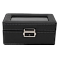 Miniatyrbillede 7 af 8: 3 Gitre Ur Display Etui PU Læder Pladsbesparende Enkeltlags Ur Opbevaringsboks til Ur Smykker Sort