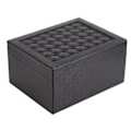 Miniatyrbillede 7 af 8: Smykkeskrin til husholdningsbrug Vandtæt PU-læder Smykkeetui Dobbeltlags Partition Stor kapacitet Ornament Organizer Sort