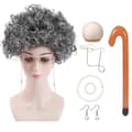 8 osaa koulun isoäidin peruukki vanhan naisen asusetti tytöille cosplay-tarvikkeet Dark gray