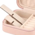 Miniatyrbild 7 av 8: Liten smyckeskrin minimalistisk PU-läder bärbar rese smyckesorganisatör rosa