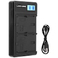 Pikkukuva 1 / 8: Kannettava kameran akkulaturi LPE6 USB-kameralle, kaksoislaturi LCD-näytöllä