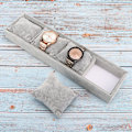 Miniatyrbillede 4 af 8: Grå Urarmbånd Fremvisningsbakke 4 Gitterslots Holder med Puder Smykkeopbevaringsorganisator