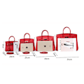 Miniatyrbild 5 av 6: Snygg Röd Ko-Läder Handväska 35cm Lychee Textur Elegant Design Lychee pattern platinum bag red 35cm