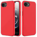 Kompatibelt iPhone 16e-fodral, droppsäkert flytande silikon, mjukt foder, baksida, telefonskydd Red