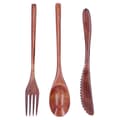 3 st/set Kniv Gaffel och Sked Trä Bärbara Bestick Dessert Servis för Hem Hotell