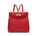 Miniatyrbillede 1 af 7: Stilful Rød Læder Rygsæk til Kvinder Rummelig Design med Spænde 24x21x11cm Red