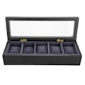 Miniatyrbillede 3 af 8: 5 rum Stoving Lak Ur Display Case Opbevaringsboks Organizer Smykkeskrin (Sort)