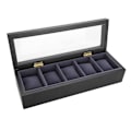 Miniatyrbillede 2 af 8: 5 rum Stoving Lak Ur Display Case Opbevaringsboks Organizer Smykkeskrin (Sort)