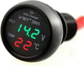 2026 Ny bilvoltmeter, 3 i 1 12-24V biltermometer bil-USB-laddare voltmeter med LCD digital displayruta