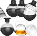 Stor Rund Silikonform för Isbitar, Whiskey Isbitsform - Set med 4 med 2-i-1 Trattlock - Enkel